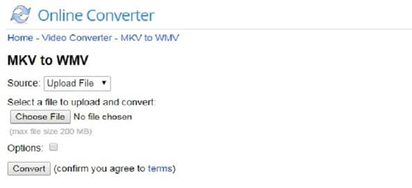 convert MKV to WMV by Online Converter