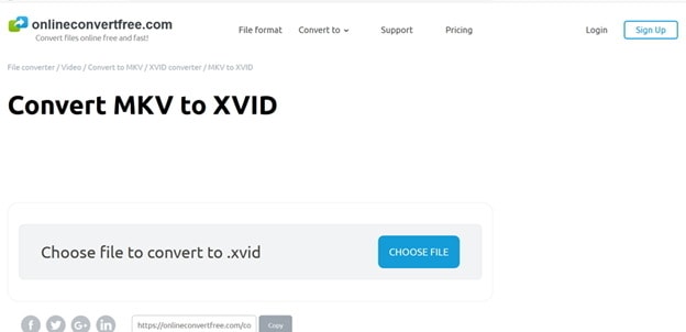 конвертировать MKV в Xvid с помощью Onlineconvertfree