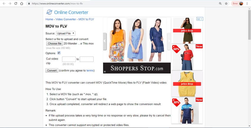 convertisseur mov en flv en ligne - online converter