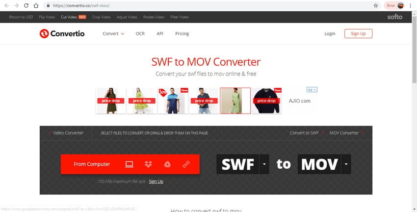 online SWF to MOV converter - Convertio