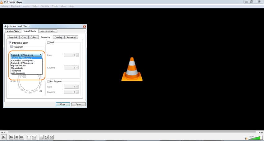 rotate MOV with VLC