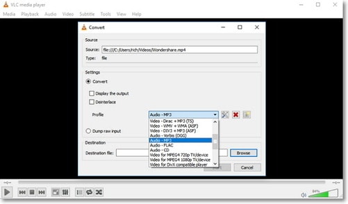 conversión de DVD a MP3 mediante vlc
