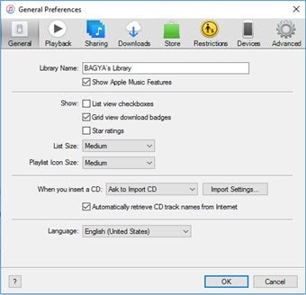 open itunes preference window