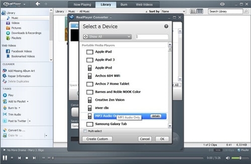 convert wma to mp3 in realplayer