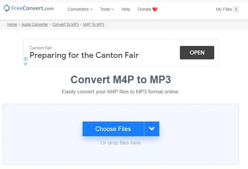 Freeconvert konvertiert M4P zu MP3