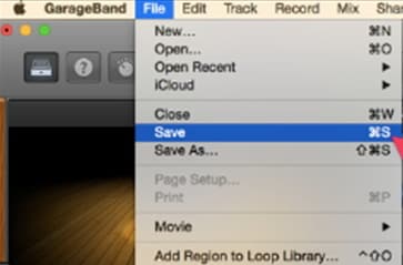 save the created file in garageband