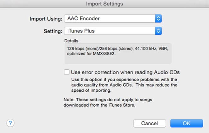 adjust import settings