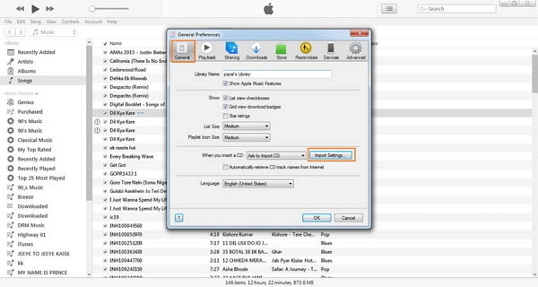 convert mp3 to wmv in itunes-import settings