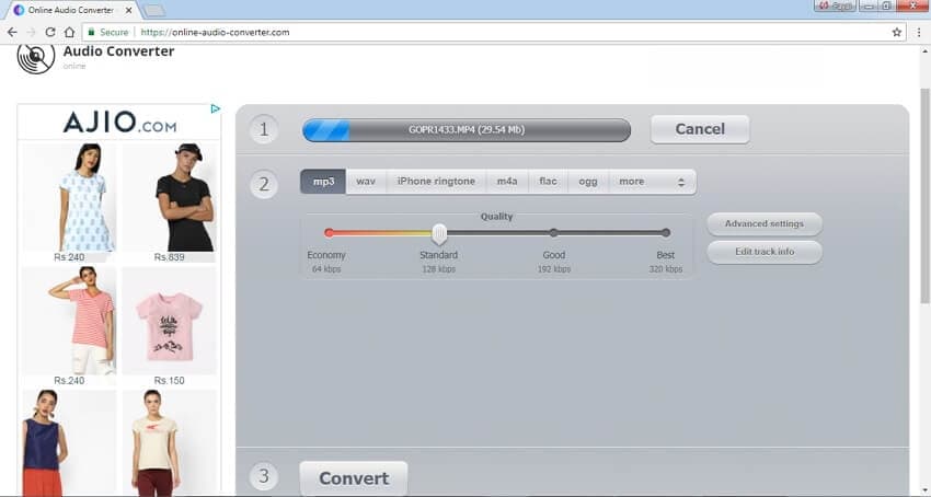Convert MP4 to MP3 with Online Audio Converter