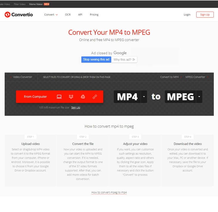 convert MP4 to MPEG online