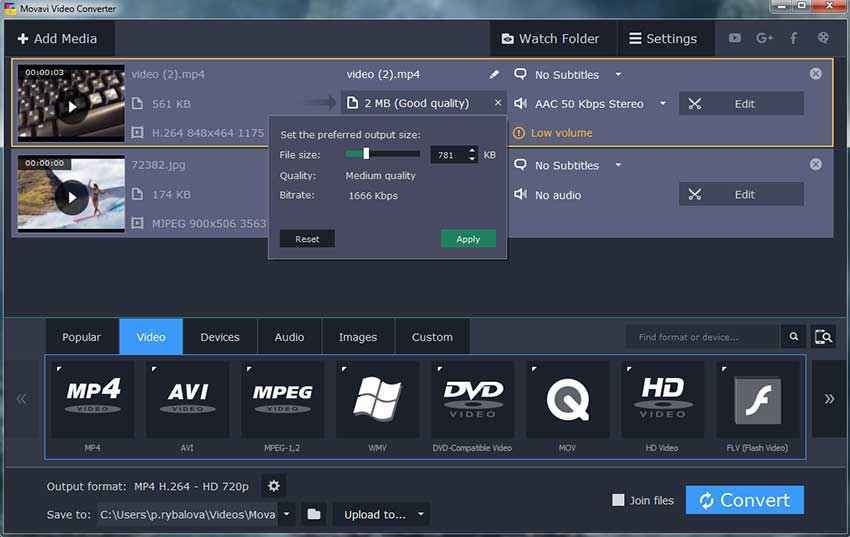 Movavi Video Converter to convert DAT to MP4