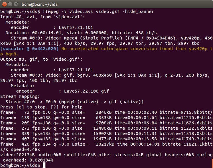 Convert MP4 to GIF with FFmpeg