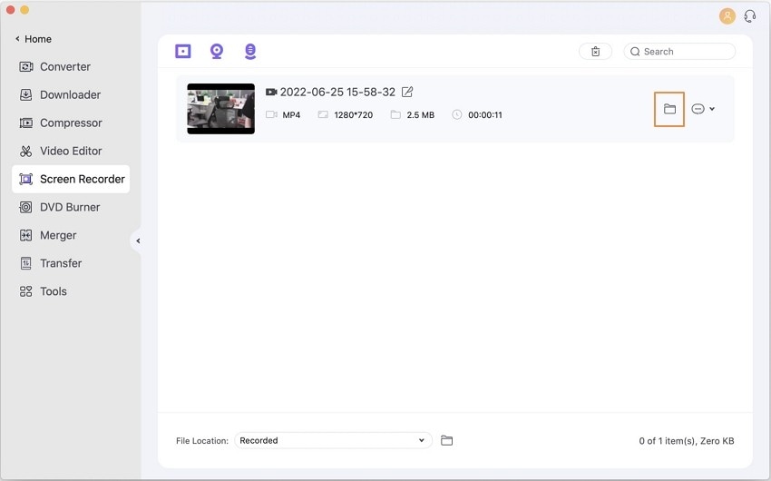 open a webcam video inWondershare Screen Recorder for Mac