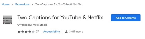 Open two caption youtube and netflix