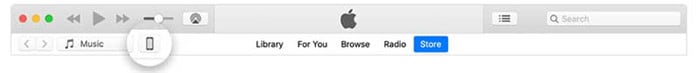 scegli il dispositivo in iTunes