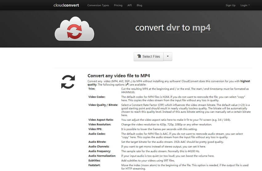 online MP4 to AVI converter Cloud Convert