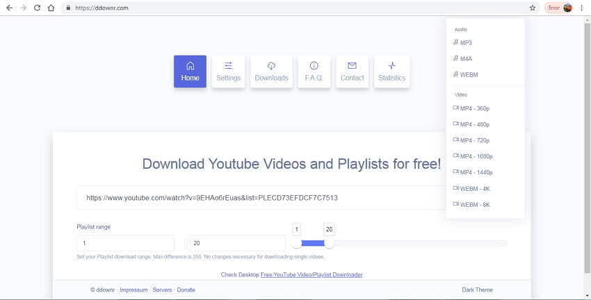 YouTube playlist downloader online - DDOWNR