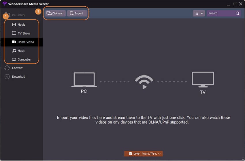 play dlna with vlc-open media server