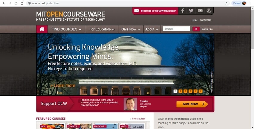 math learning sites - MIT Open Courseware