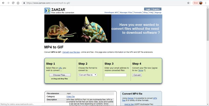 convertisseur vidéo en ligne vers GIF - Zamzar