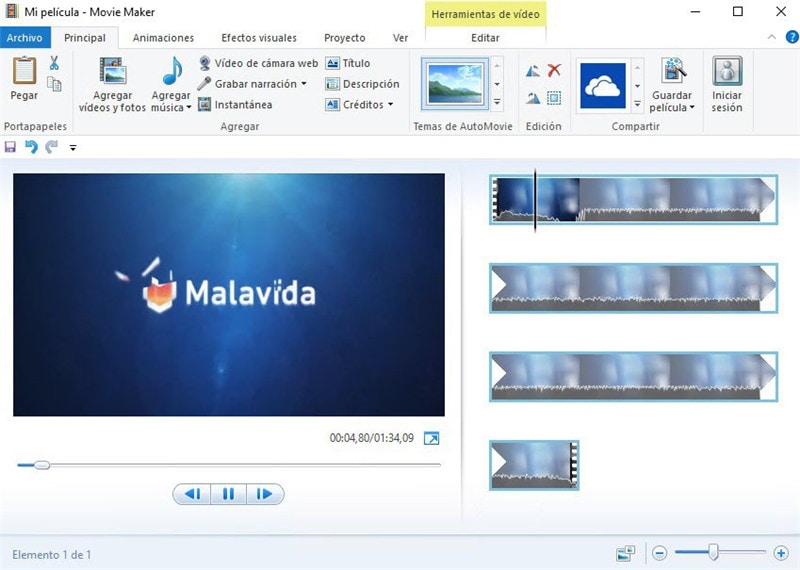 logiciel de montage vidéo -windows live movie maker