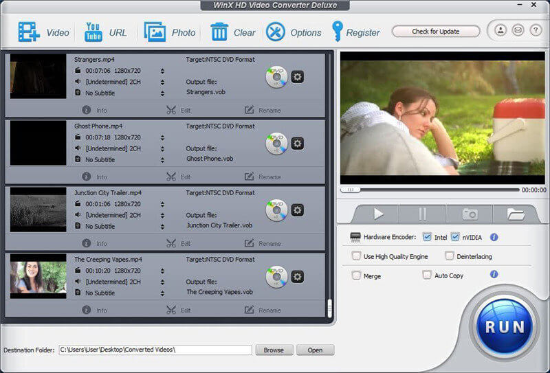 WinX HD Video Converter Deluxe for compressing 1080p to 720p