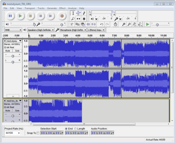 merge audio tracks with audacity
