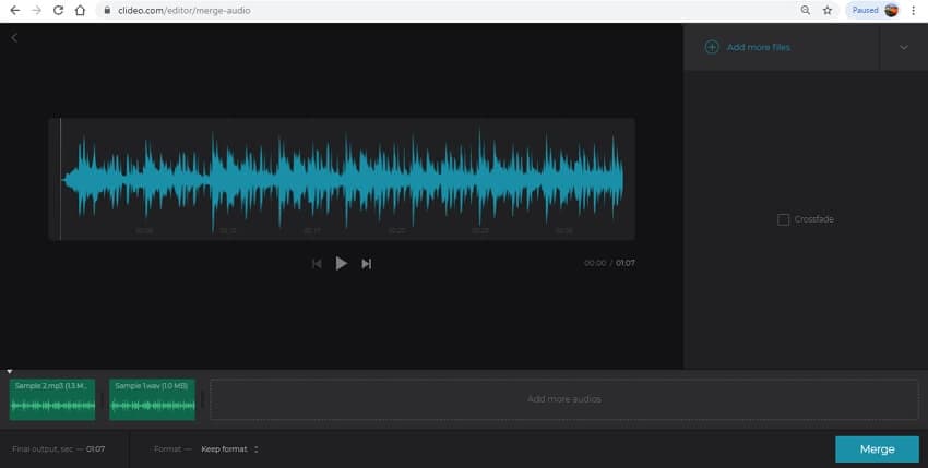 fusionneur audio en ligne - Clideo