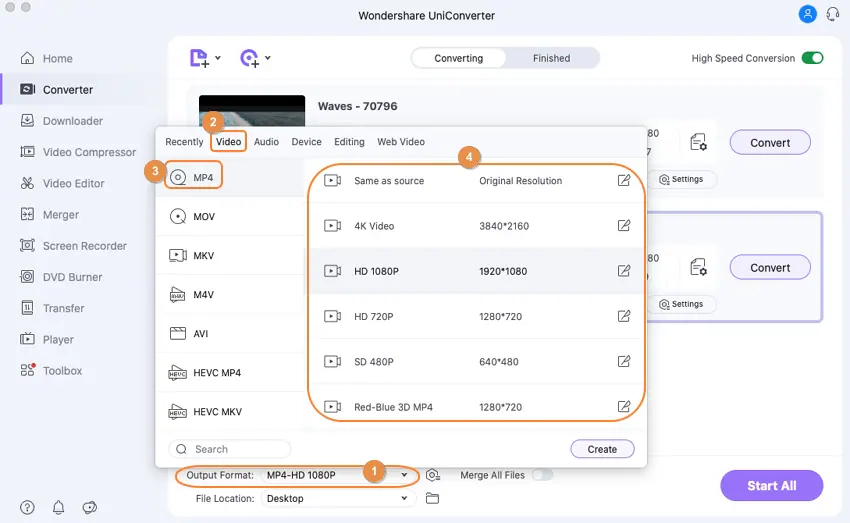 Convertir VOB vers MP4 sous Mac - Sélectionner MP4 comme format de sortie