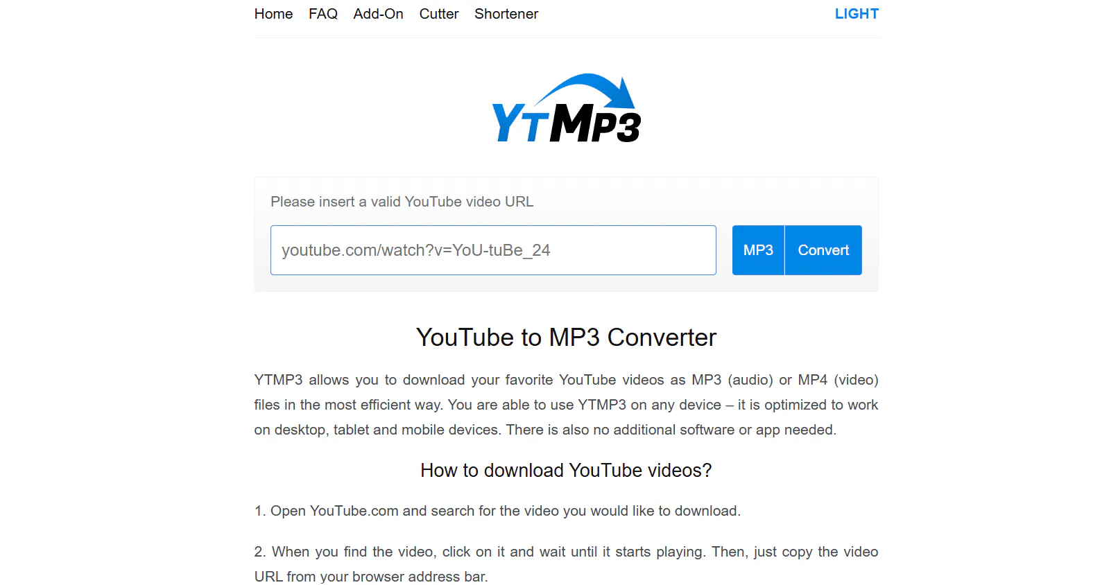 ytmp3 homepage