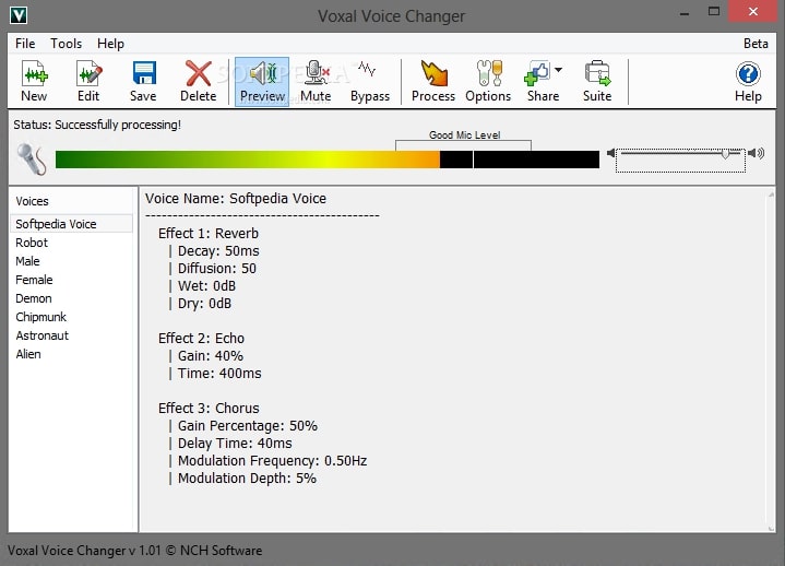 nch voxal voice changer interface