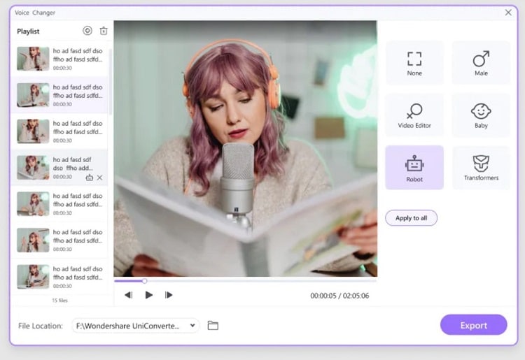 uniconverter voice changer interface