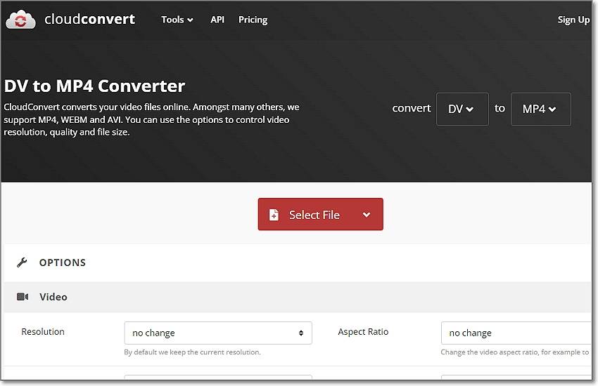 dv file converter cloudconvert