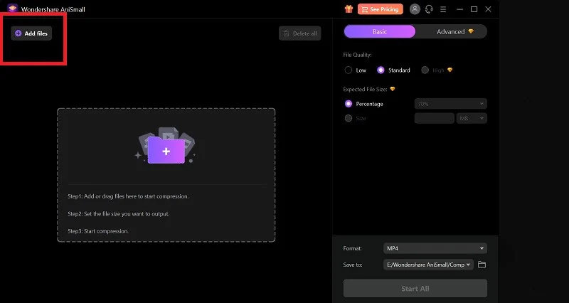 load large files to anismall compressor