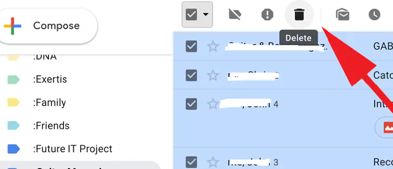 bouton supprimer gmail