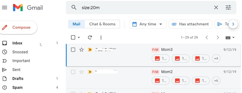 supprimer des fichiers volumineux gmail