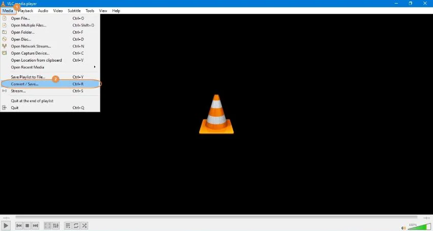 FLAC zu MP3 mit VLC: Schritt 1 VLC Media Player öffnen