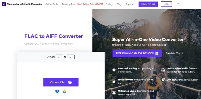 Convert FLAC to AIFF Online with Online UniConverter