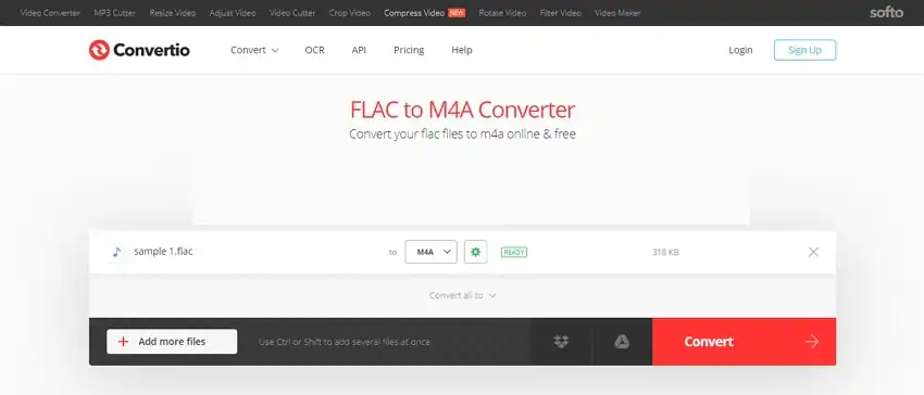 Convertir FLAC a M4A con Convertio