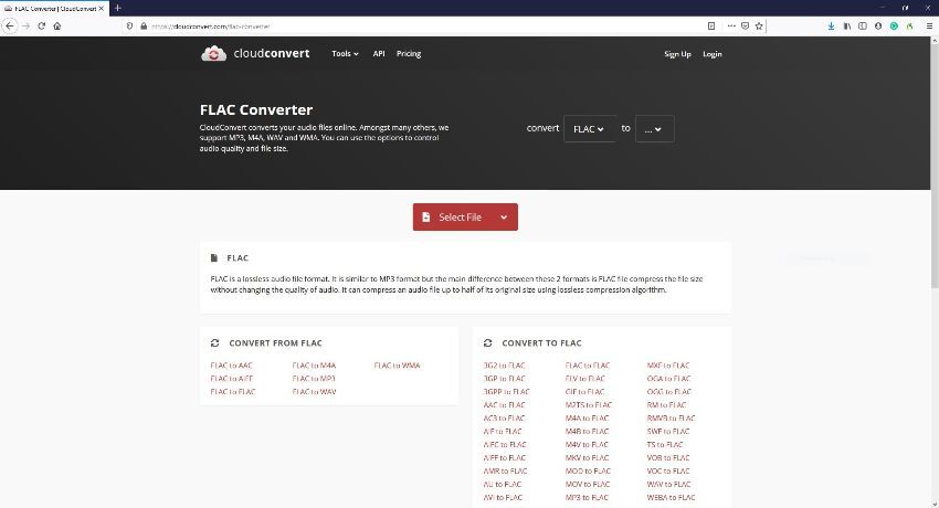 FLAC file online converters - CloudConvert