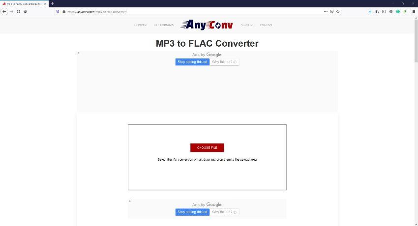 FLAC file online converters - AnyConv