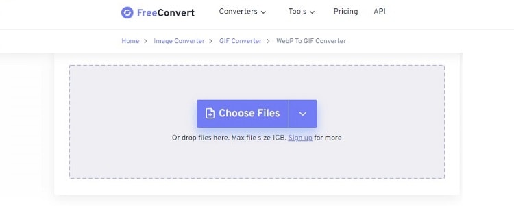 FreeConvert WebP to GIF