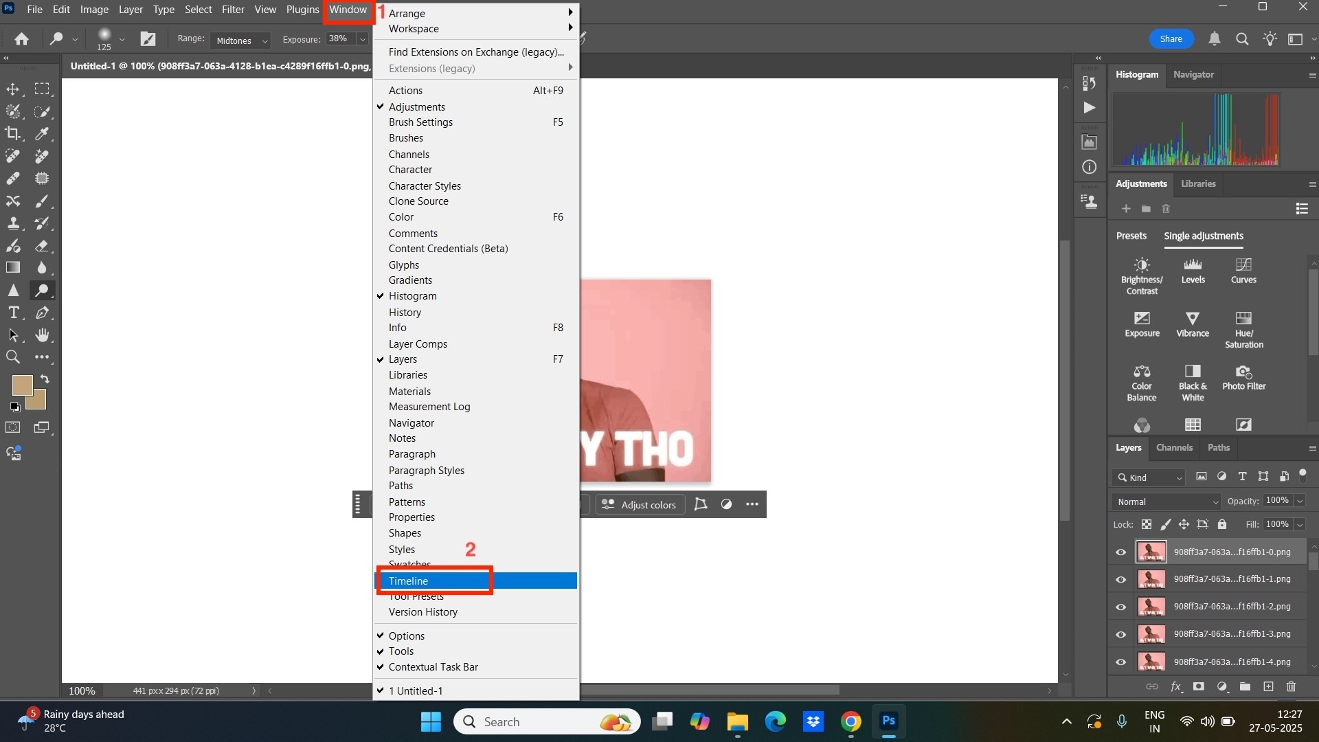 photoshop add timeline