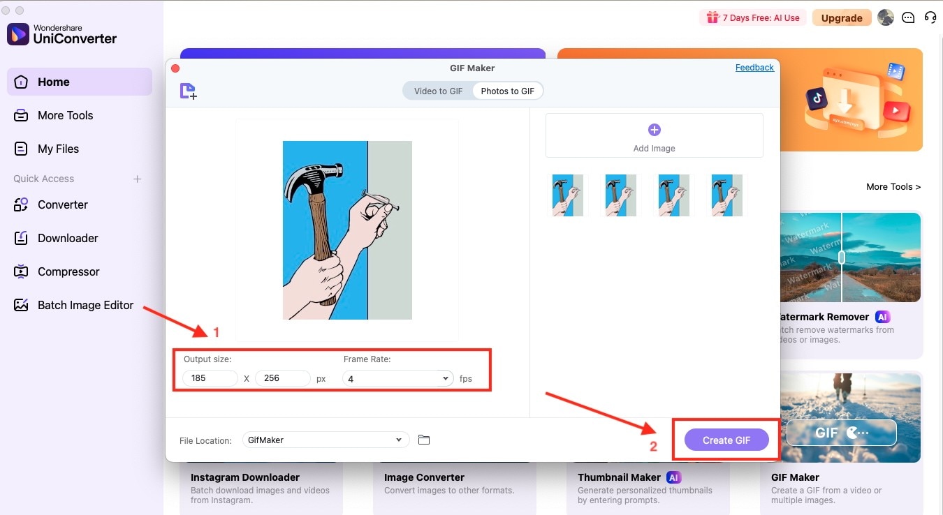 wondershare uniconverter create gif
