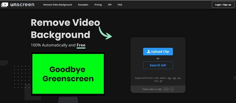 unscreen green screen editor interface