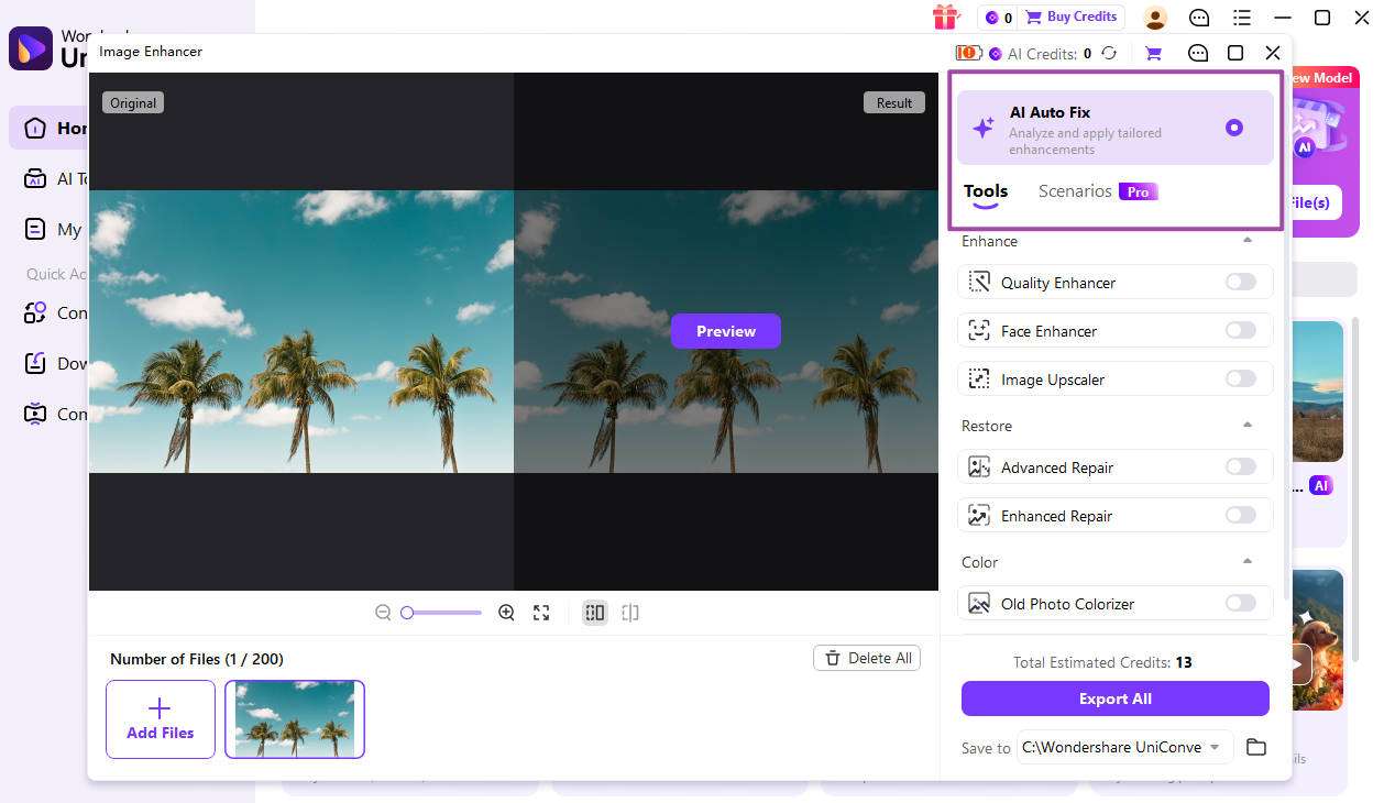 Select an AI enhancement mode