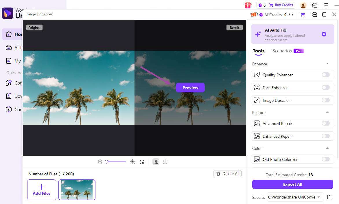 Preview the enhanced image