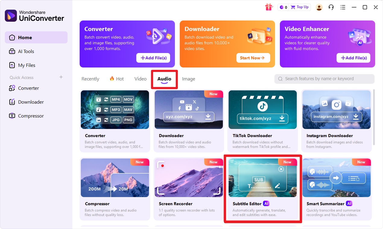 open Wondershare Subtitle Editor