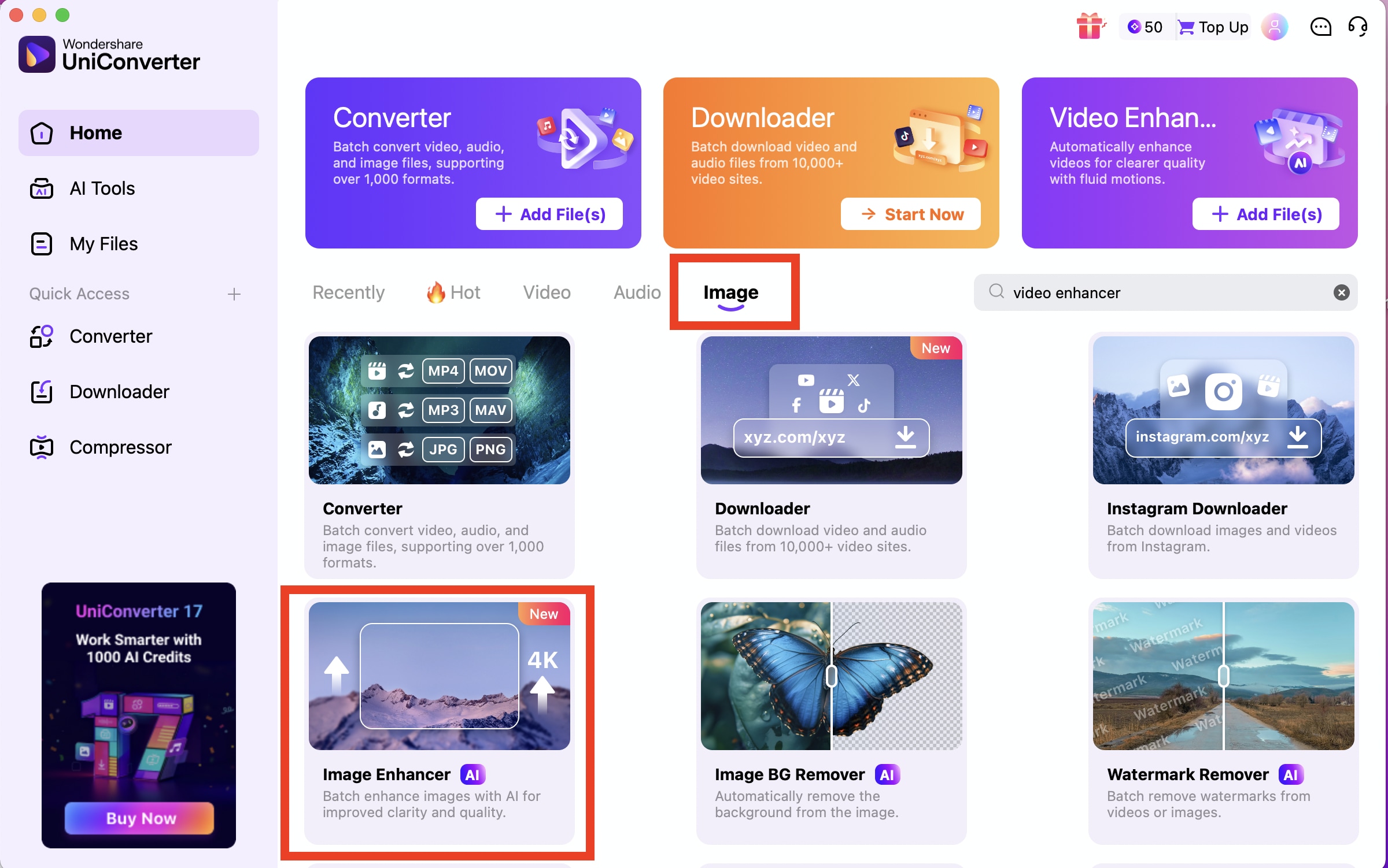 ai image enhancer in uniconverter
