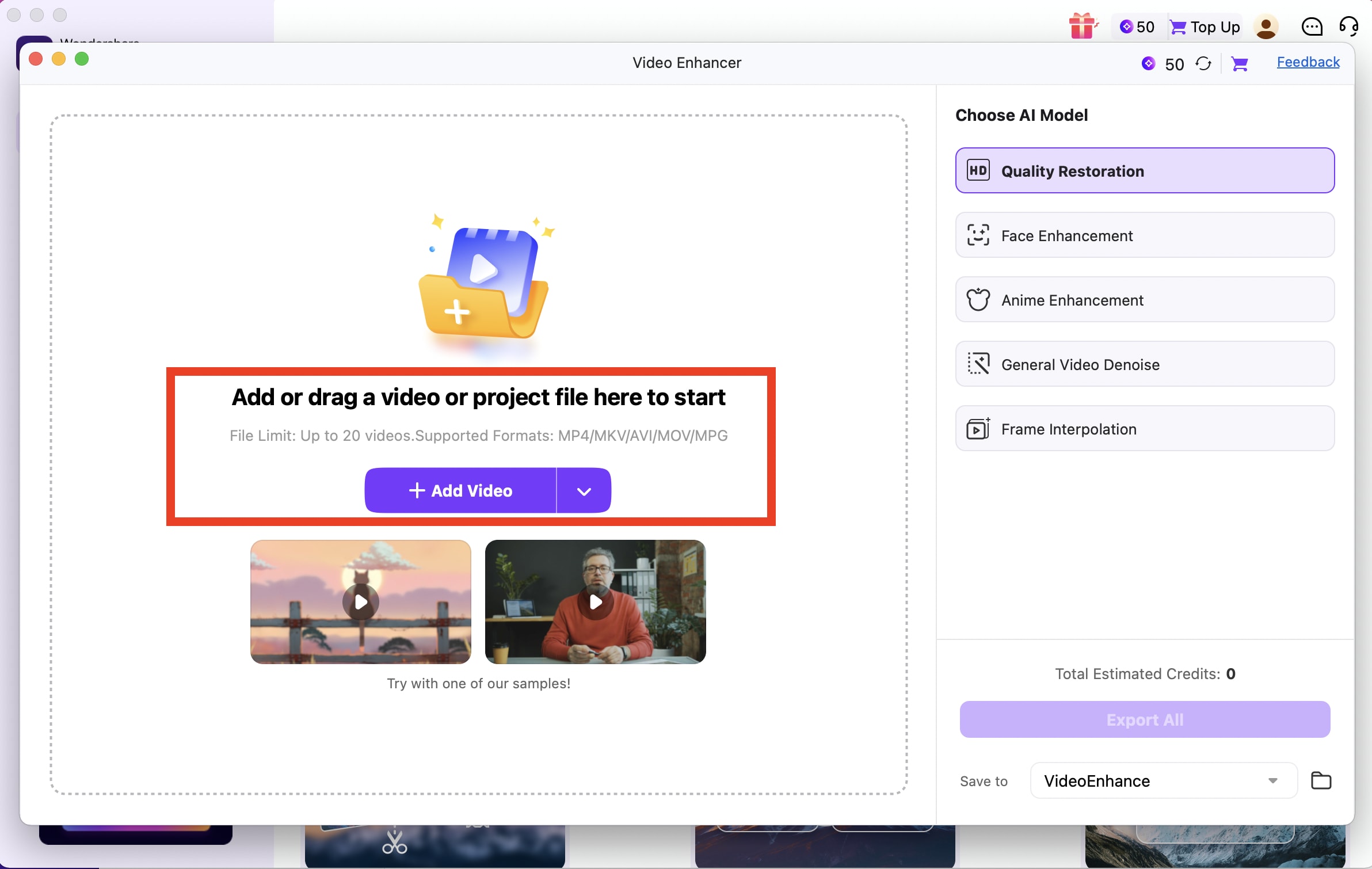 ai video enhancer in uniconverter 2